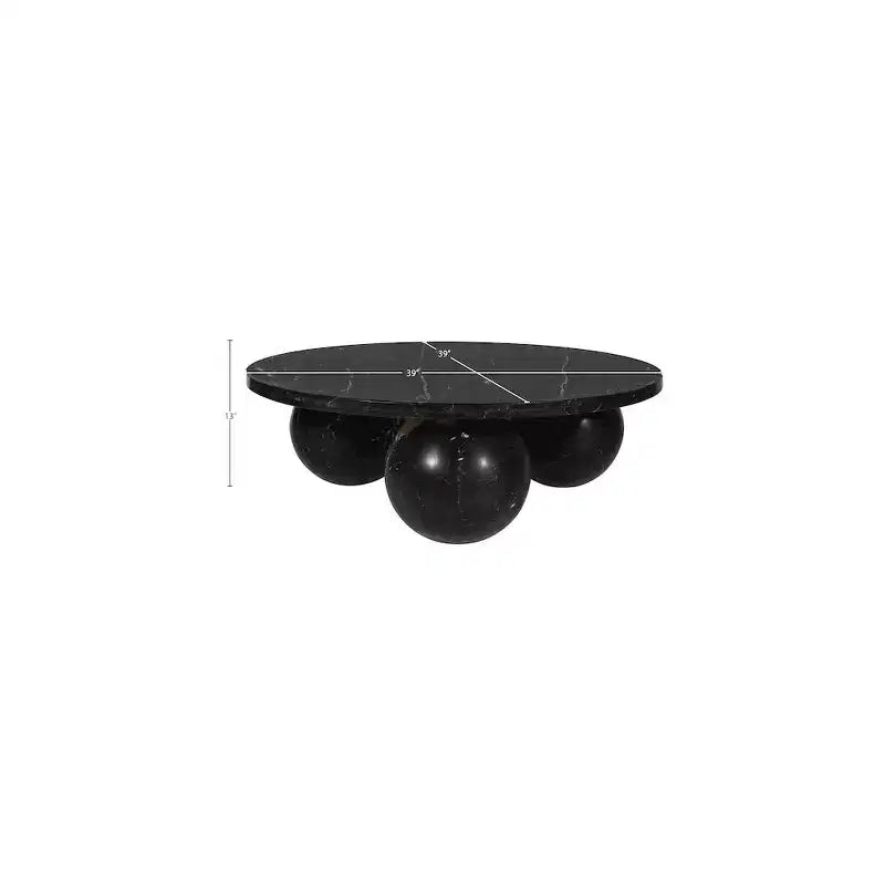 Table basse ronde en marbre avec pieds sphériques, multicolore, pour 4 personnes??