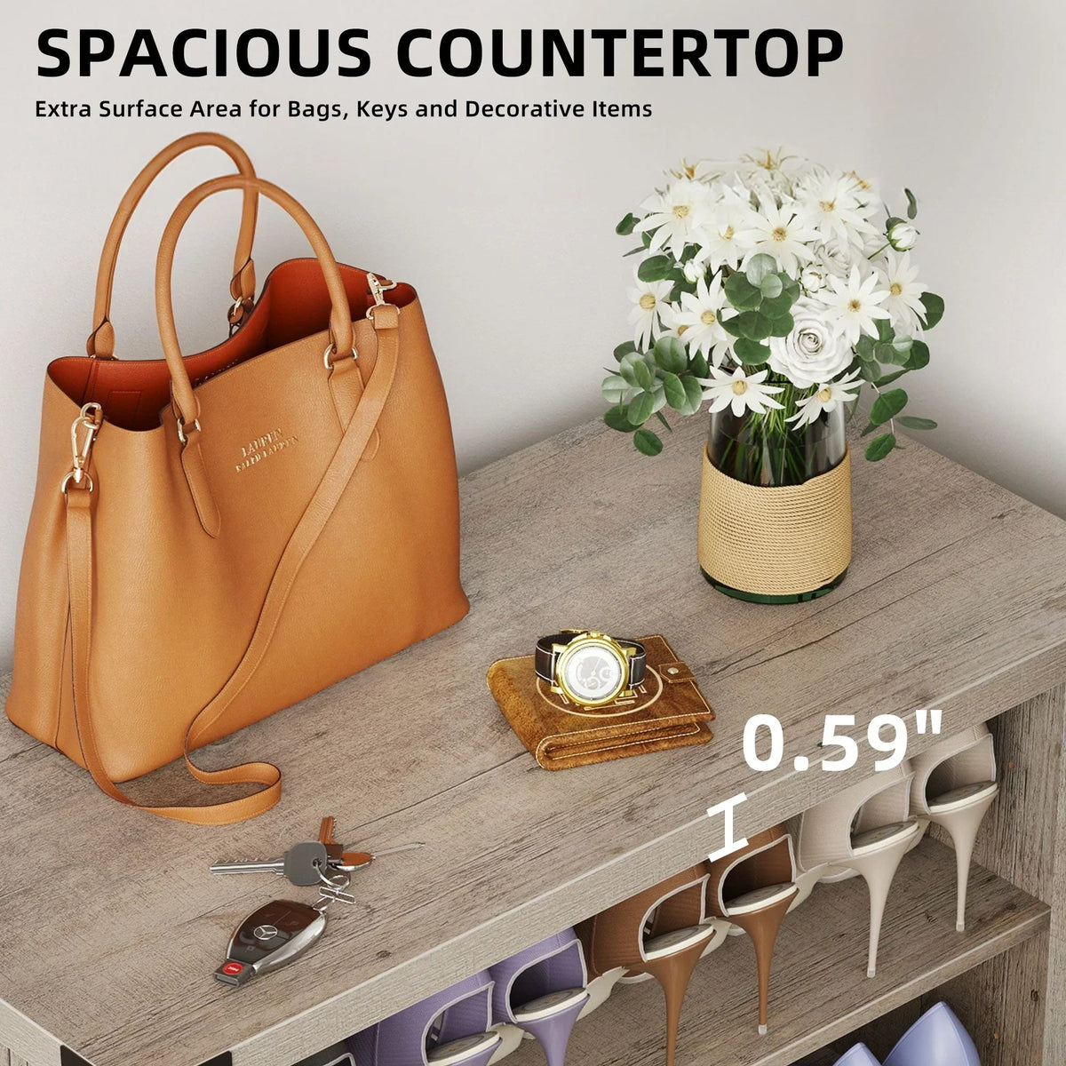 Meuble à chaussures Moasis à 5 niveaux, pour 20 paires, avec doubles portes, pour entrée