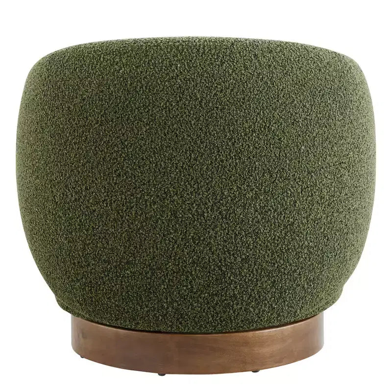 Spruce&Spring gestoffeerde draaibare fauteuil met kuipvormige rugleuning en houten onderstel