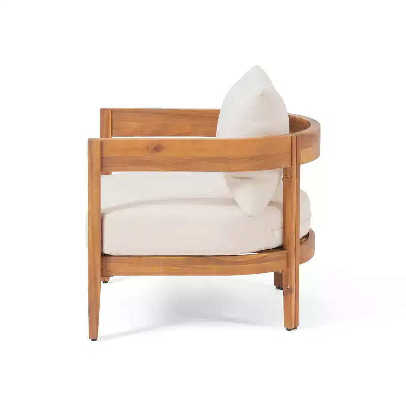 Set da conversazione da patio Christopher Knight Home Safira, 5 pezzi, in legno rustico di acacia con cuscini spessi
