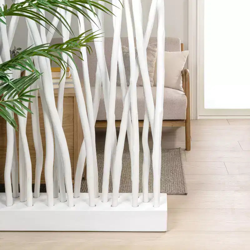 Paravent à panneau unique JONATHAN Y Tranquil, style bohème côtier, 39W x 68H, fabriqué à la main avec des branches de teck