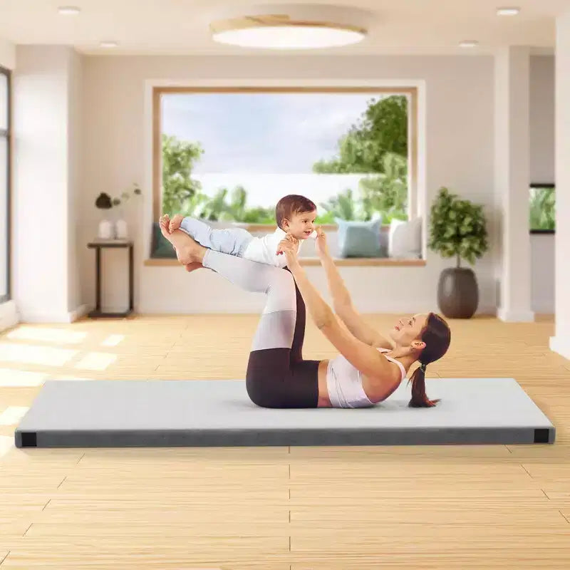 Matelas de camping Costway en mousse à mémoire de forme avec dessous antidérapant et sac de transport, pour dormir à l’extérieur, gris/bleu