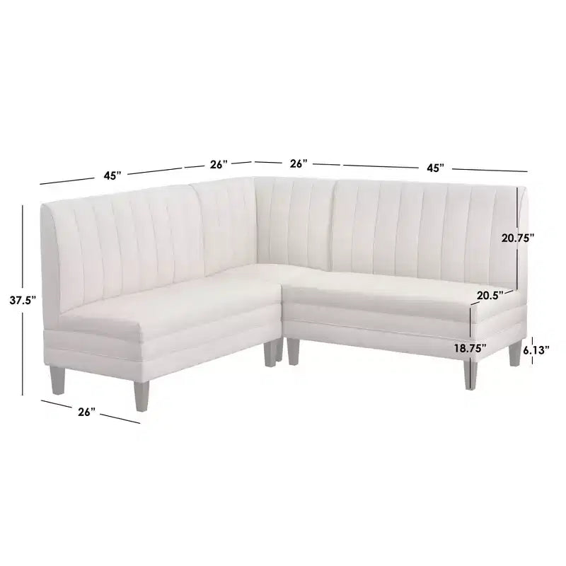 Set da pranzo con panca Lifestorey Kerrington a schienale scanalato, 4 pezzi, color noce e crema: tessuto effetto lino, tavolo con base a colonna