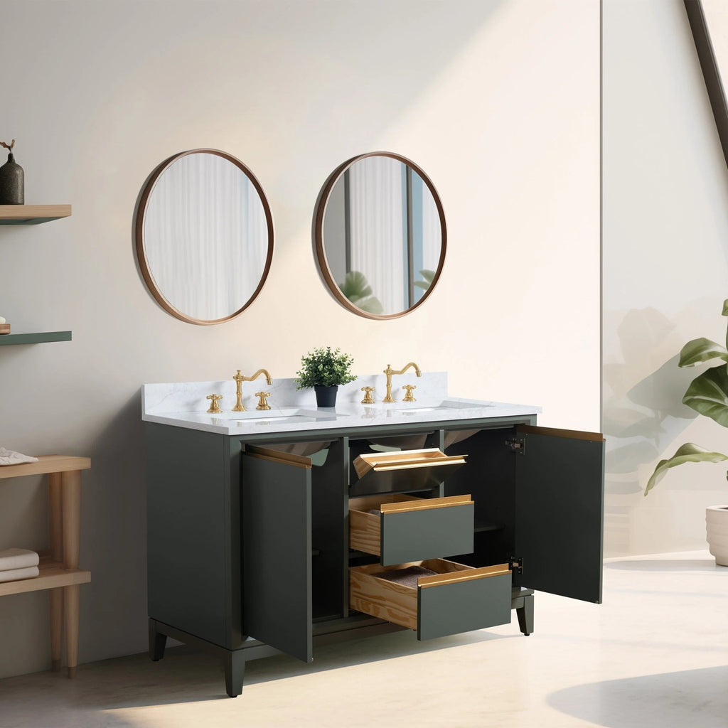 Meuble-lavabo de salle de bain Vanity Art avec lavabo en céramique et comptoir en marbre reconstitué