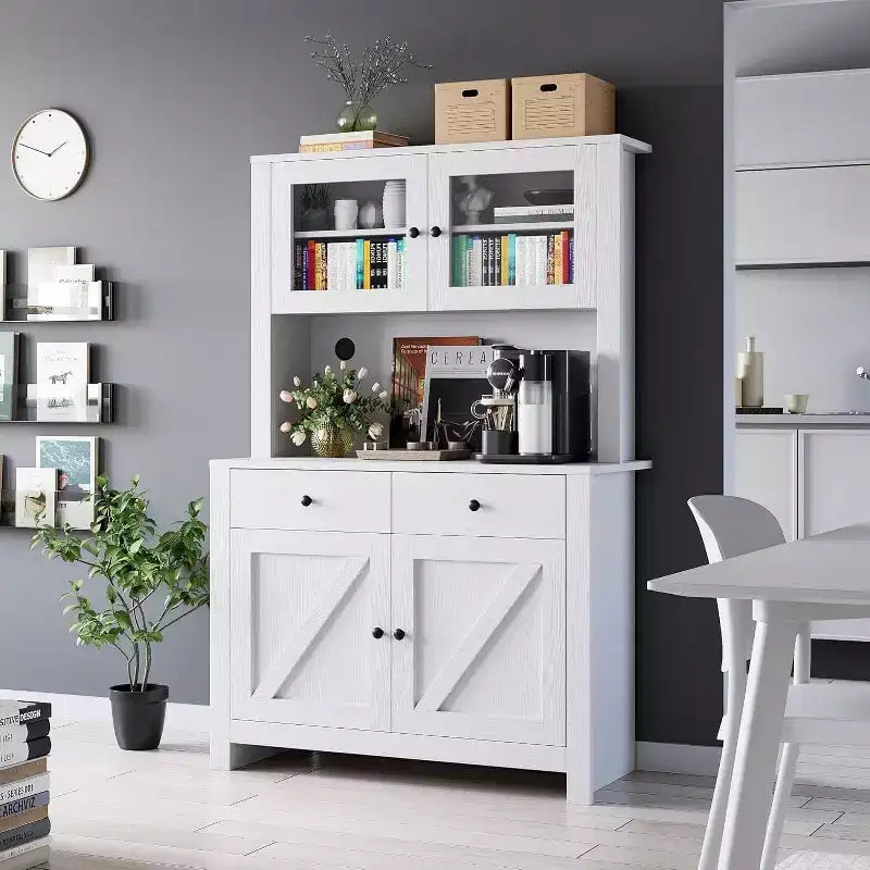 Dispensa da cucina con supporto per microonde, mobile a credenza con buffet e ripiani regolabili, per cucina e sala da pranzo
