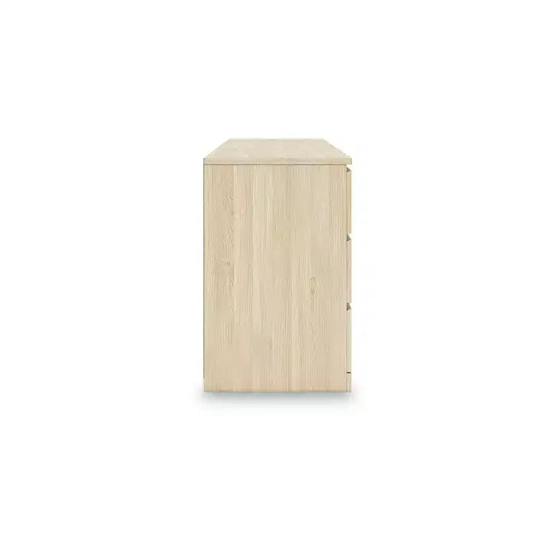 Commode moderne Onita à 6 tiroirs Signature Design by Ashley, finition bois brun naturel, sans poignées