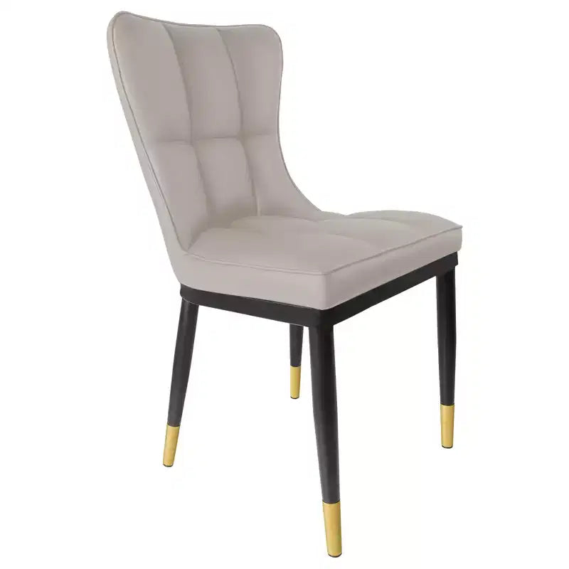 Bekrvio eetkamerstoelen set van 6, moderne gestoffeerde zitting van imitatieleer met hoge rugleuning, metalen poten, keukenstoelen zonder armleuningen voor woon- en eetkamer