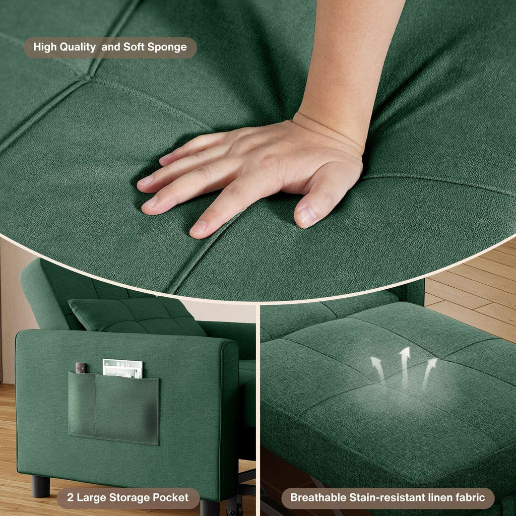 Divano letto trasformabile 3 in 1 con schienale regolabile, poltrona-divano estraibile, letto pieghevole convertibile per soggiorno
