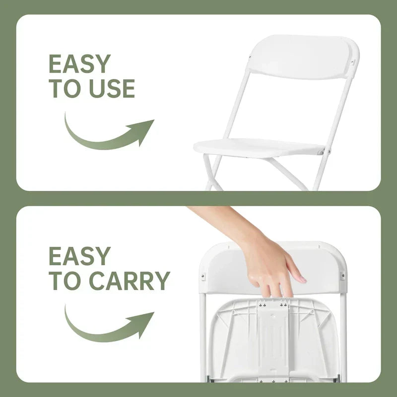 Set da 10 sedie pieghevoli in plastica, portata di 350lb, per eventi, ufficio, feste di matrimonio, picnic, cucina e sala da pranzo