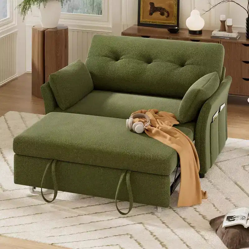 Divano letto trasformabile Dyonery 3-in-1, divano letto estraibile con tasca laterale e schienale regolabile, montaggio senza attrezzi, divanetto pieghevole