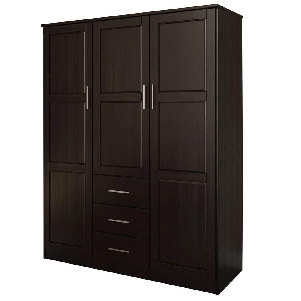 Palace Imports Cosmo Kleiderschrank mit 3 Türen aus 100 % Massivholz und Türen aus Massivholz oder mit Spiegel