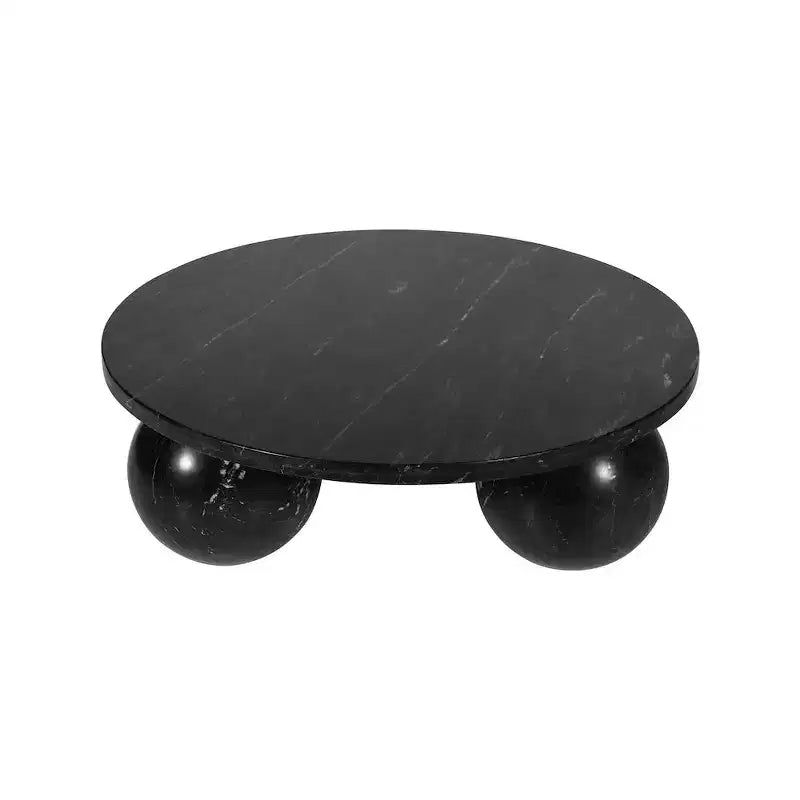 Table basse ronde en marbre avec pieds sphériques, multicolore, pour 4 personnes??