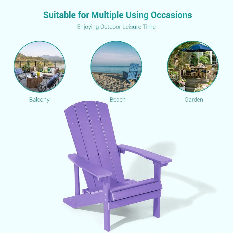 Set di 4 sedie Adirondack da esterno in legno resistente agli agenti atmosferici Bonosuki