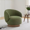 Spruce&Spring gestoffeerde draaibare fauteuil met kuipvormige rugleuning en houten onderstel