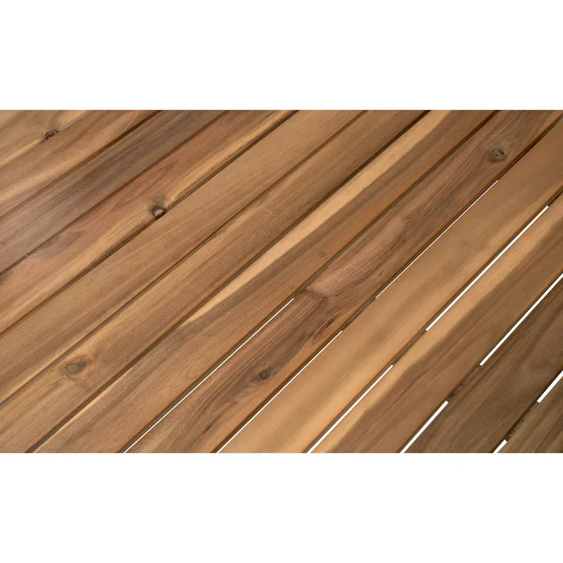 LSet di divani componibili angolari per patio con tavolo, chaise longue da esterno in legno, set conversazione da 4 pezzi