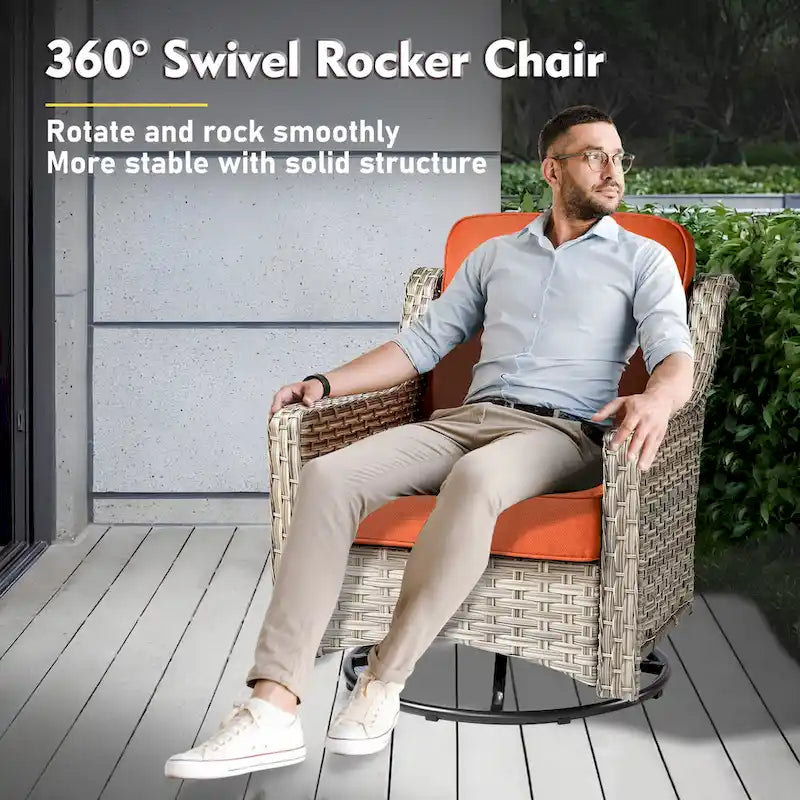 Ensemble de mobilier de jardin extérieur XIZZI de 9 pièces avec fauteuil pivotant