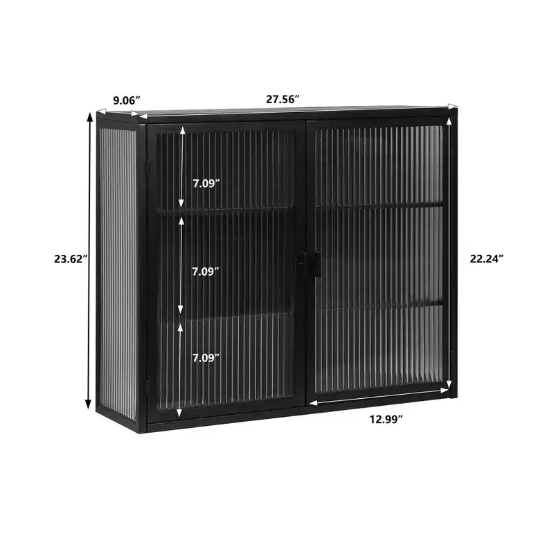 Okak moderner Hängeschrank mit 2 Türen, 3 Ebenen und Glastüren für Eingangsbereich/Esszimmer/Wohnzimmer/Küche