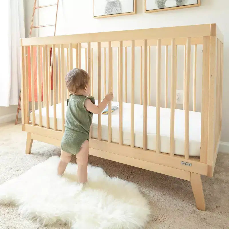Lit bébé convertible 3-en-1, hêtre européen massif, certifié GREENGUARD Gold, fabriqué en Italie