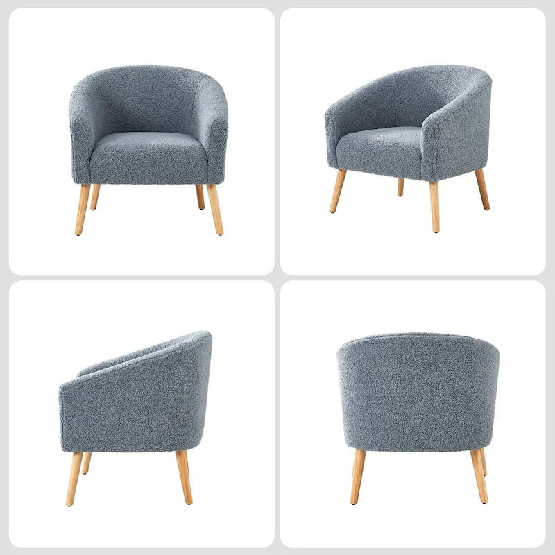 Set di 2 poltrone moderne Sheila da 30 W in bouclé con gambe in legno massello di HULALA HOME