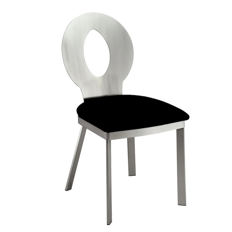 Zaia modernes rundes Esszimmer-Set aus silberfarbenem Stahl, 5-teilig, von Furniture of America