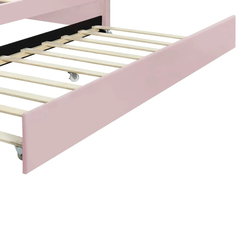 Gepolstertes Tagesbett in Full-Size mit Muschel-Rückenlehne und Ausziehbett