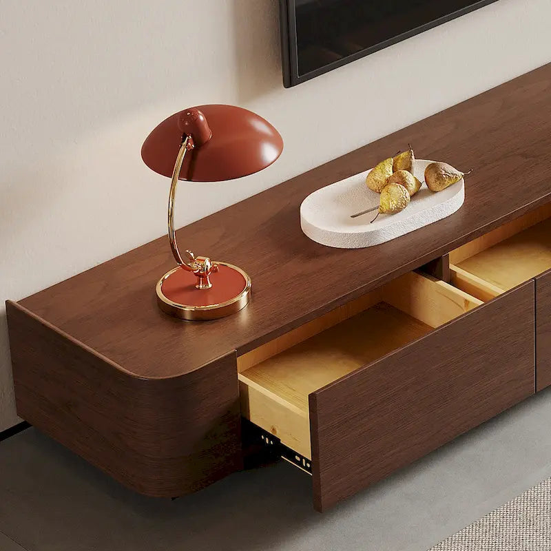 Mobile porta TV moderno in stile mid-century, con 4-6 cassetti, in legno massello marrone