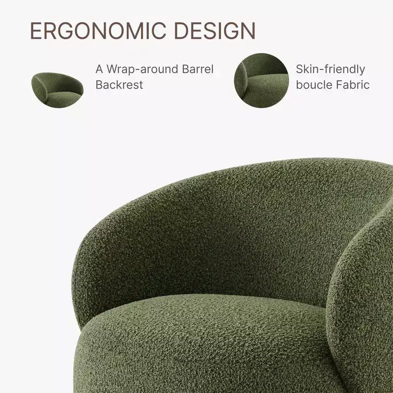 Spruce&Spring gestoffeerde draaibare fauteuil met kuipvormige rugleuning en houten onderstel