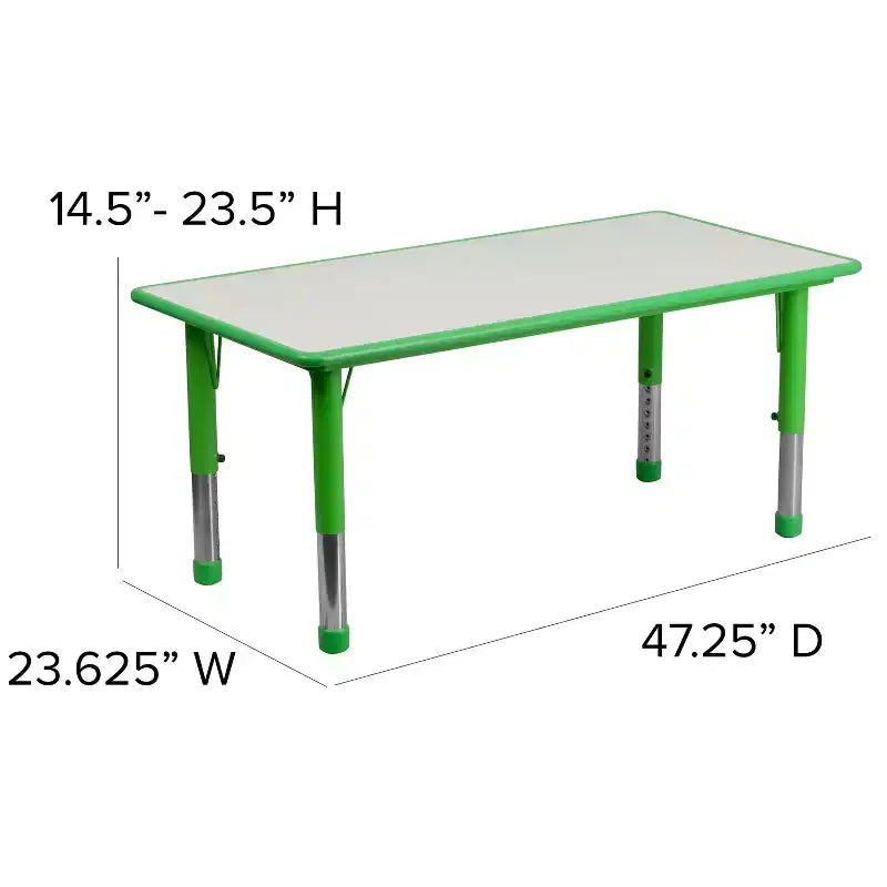 Emma und Oliver, rechteckiger höhenverstellbarer Aktivitätstisch aus Kunststoff, 23.625W x 47.25L, Set mit 6 Stühlen