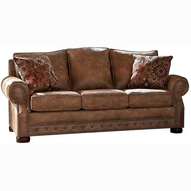 Divano letto Rancho in tessuto buckskin marrone rustico - 37 x 86 x 40