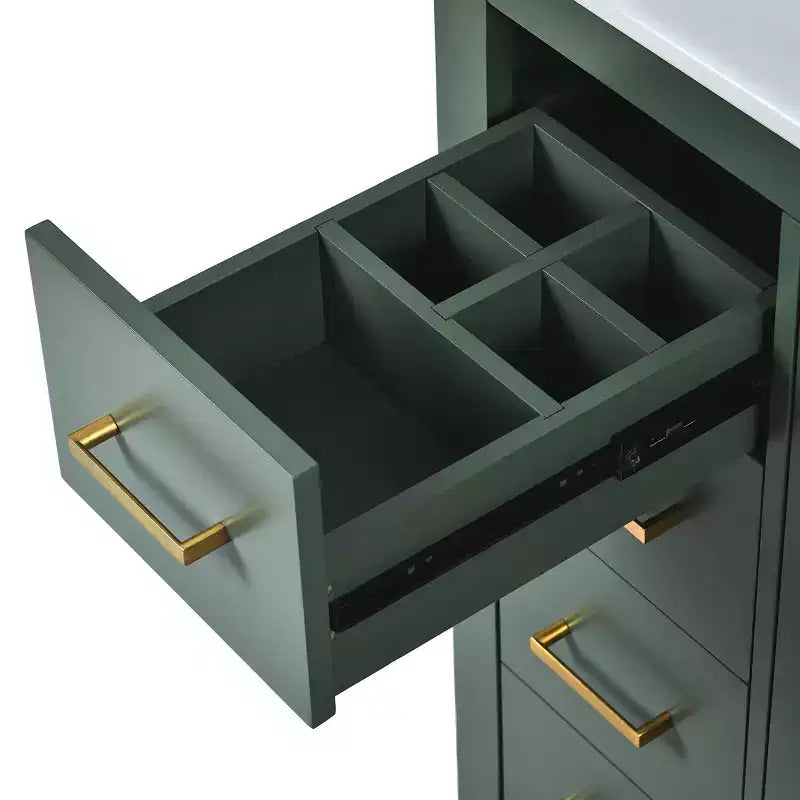 Badkamermeubel van 30 inch met enkele wastafel, kast en 3 laden - zwart / blauw / groen / indigo / wit