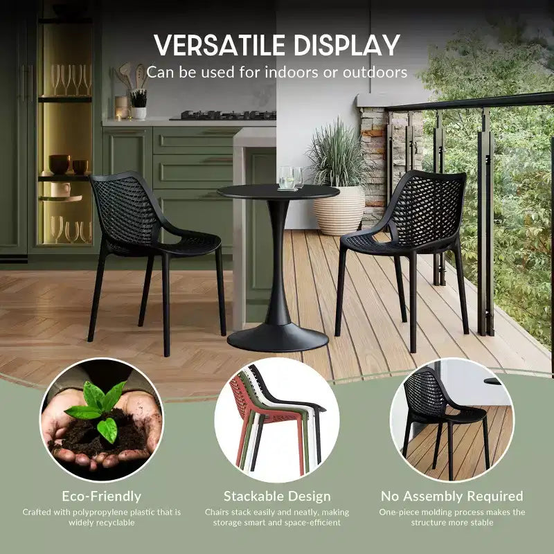 Ensemble de patio WestinTrends Playa de 5 pièces avec table carrée de repas d’extérieur et chaises empilables