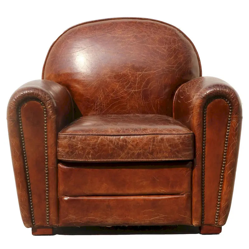 Pasargad Home Paris-clubfauteuil van echt leer, bruin