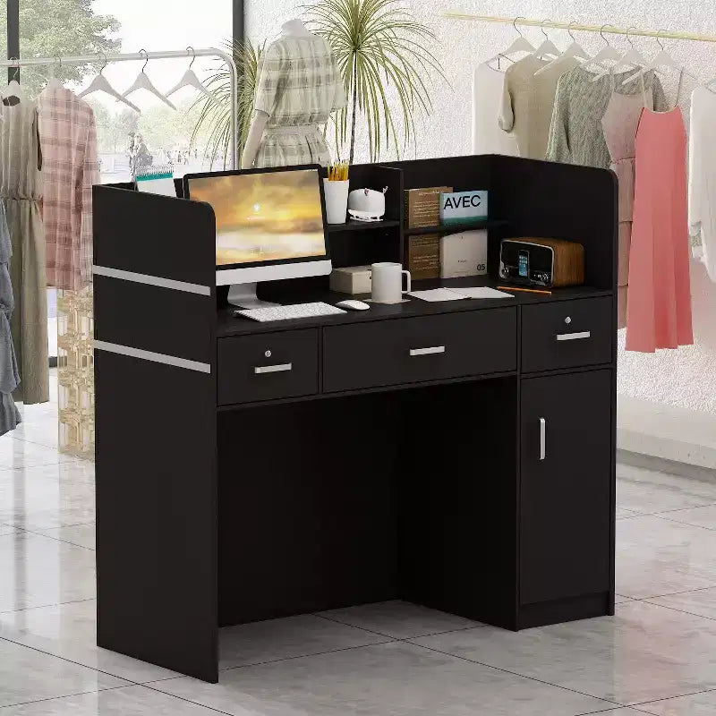 Bureau d'accueil en forme de L Famapy, poste de travail multifonctionnel