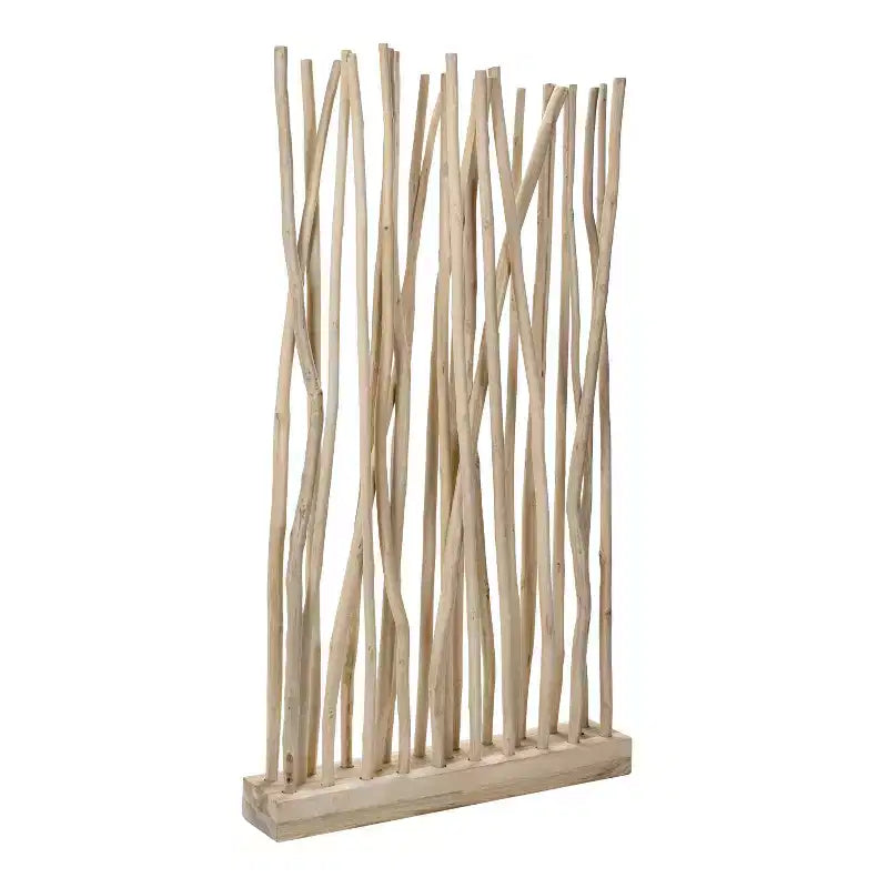 Paravent à panneau unique JONATHAN Y Tranquil, style bohème côtier, 39W x 68H, fabriqué à la main avec des branches de teck
