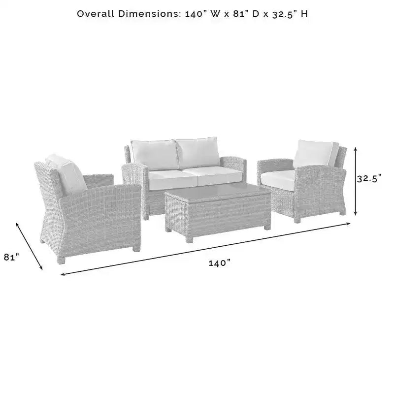 Set da esterno Bradenton in vimini, 4 pezzi - Crosley