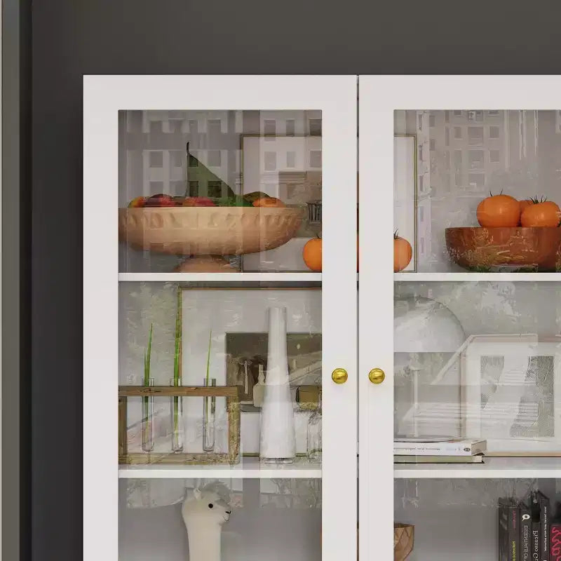 Vitrine combinée Famapy avec portes en verre, bibliothèque, organisateur et meuble garde-manger