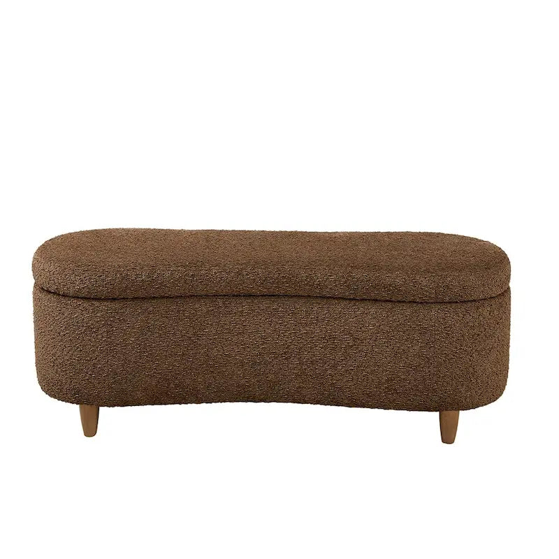 INK+IVY Bailey opbergbank met klep, taupekleurig bouclé