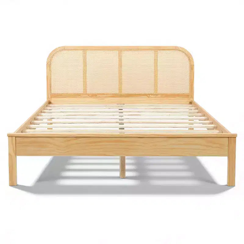 Christopher Knight Home Callahan modern bedframe in bohostijl met lattenbodem en hoofdbord van rotan