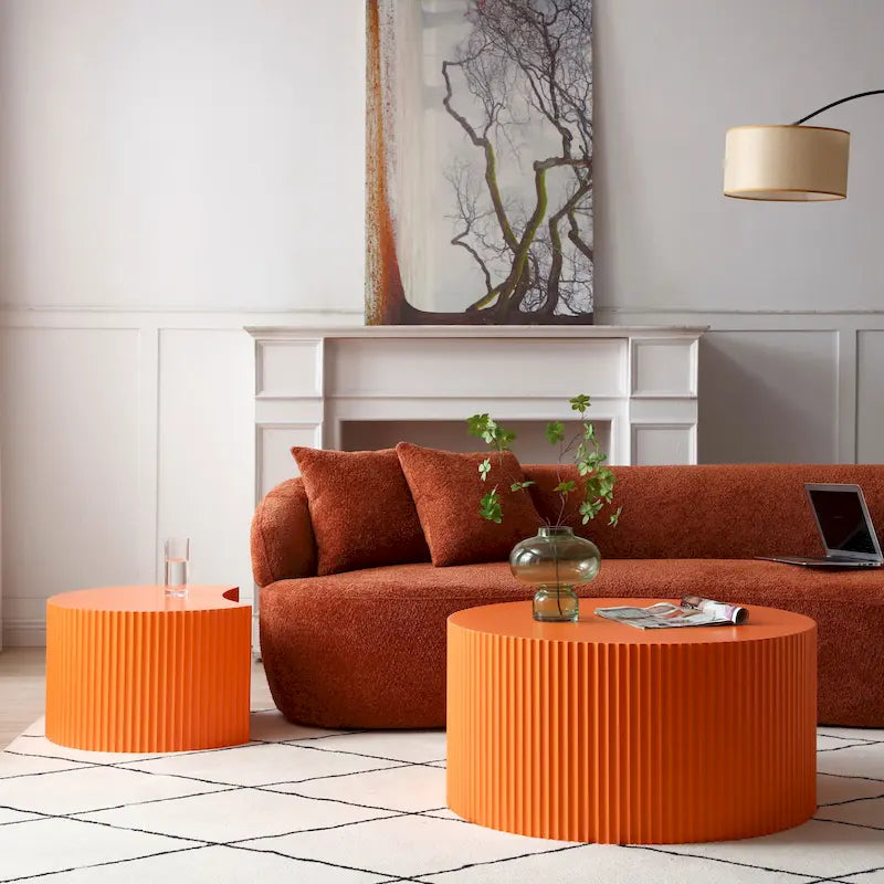 Set di tavolini rotondi da salotto impilabili, stile glam moderno (set da 2), non assemblato