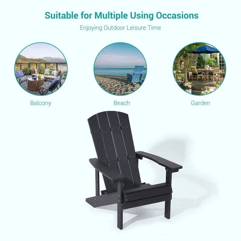 Set di 4 sedie Adirondack da esterno in legno resistente agli agenti atmosferici Bonosuki