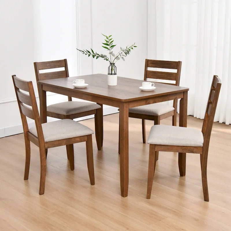 Set van 4 houten eetkamerstoelen met spijlenrugleuning