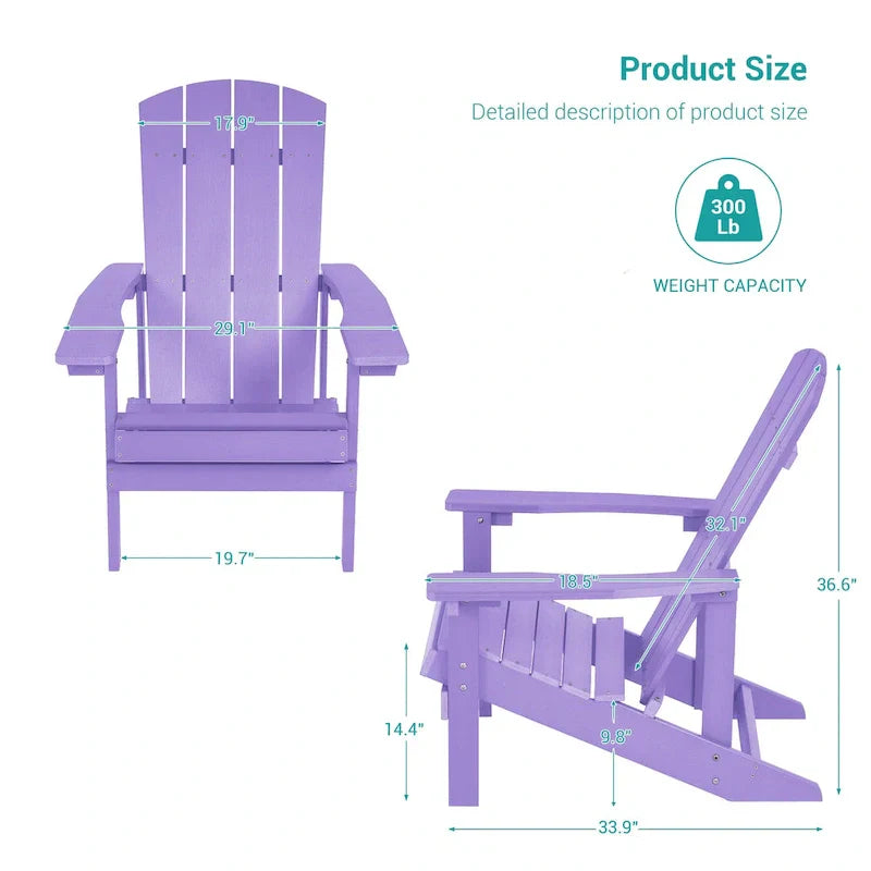 Set di 4 sedie Adirondack da esterno in legno resistente agli agenti atmosferici Bonosuki
