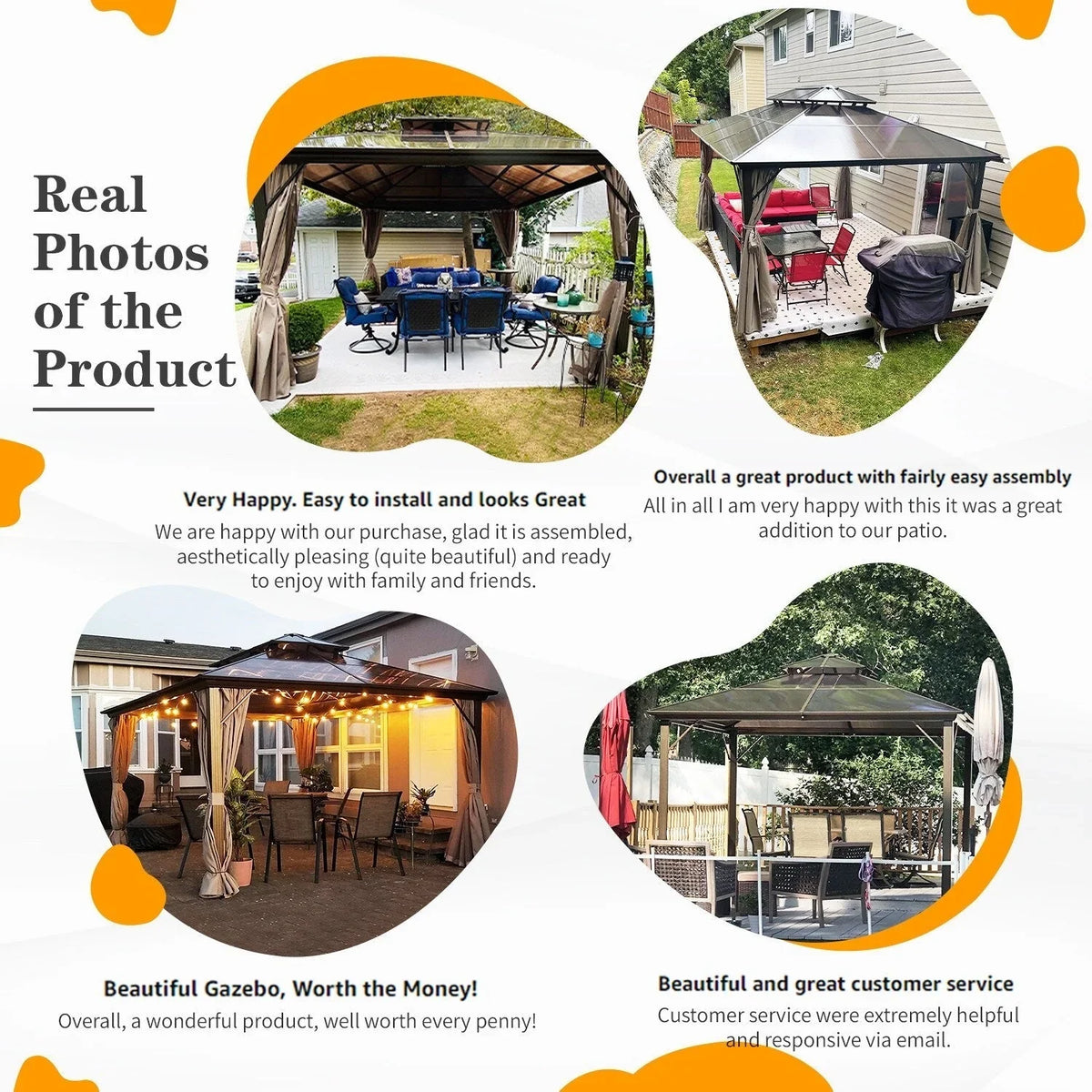 Gazebo EROMMY con tetto rigido, pergola da esterno con doppio tetto, rete e tende, copertura robusta per patio, giardino e feste in piscina