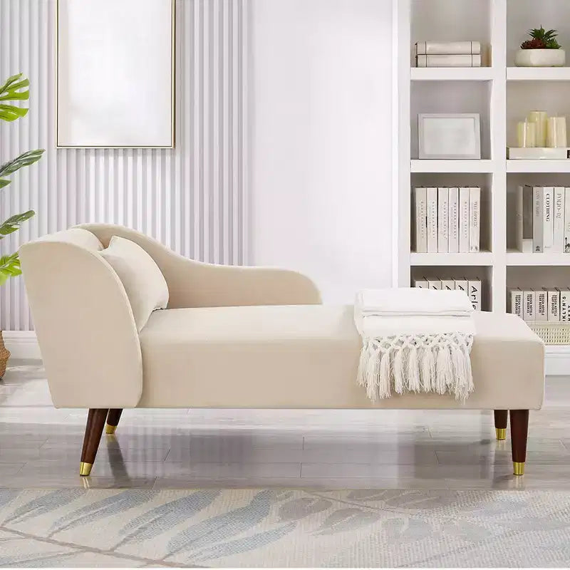 Moderne chaise longue van fluweel, gestoffeerde chaise longue met gebogen armleuning, slaapbank voor slaapkamer, kantoor of woonkamer