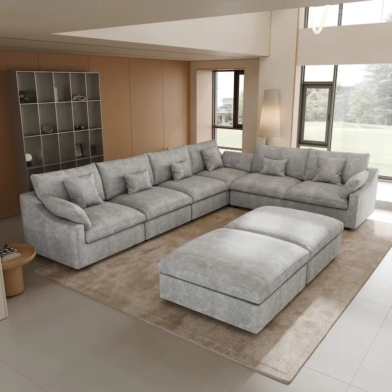 Großes Ecksofa aus Leinen für das Wohnzimmer