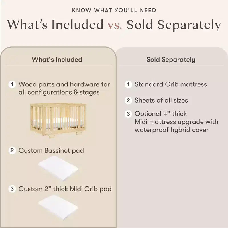 Lit bébé convertible Babyletto Yuzu 8-en-1 avec kits de conversion pour toutes les étapes