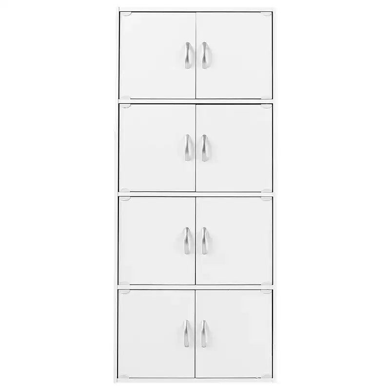 Bibliothèque-meuble de rangement fermé Hodedah HID44, robuste, avec 8 portes, à poser au sol, multifonction pour la maison et le bureau, finition bois de hêtre
