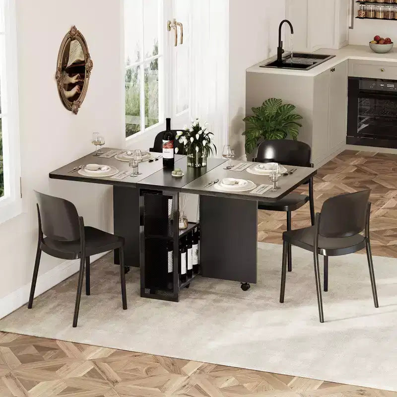 Tavolo da pranzo pieghevole per cucina, salvaspazio, allungabile con piano a ribalta e 6 ruote, per spazi ridotti