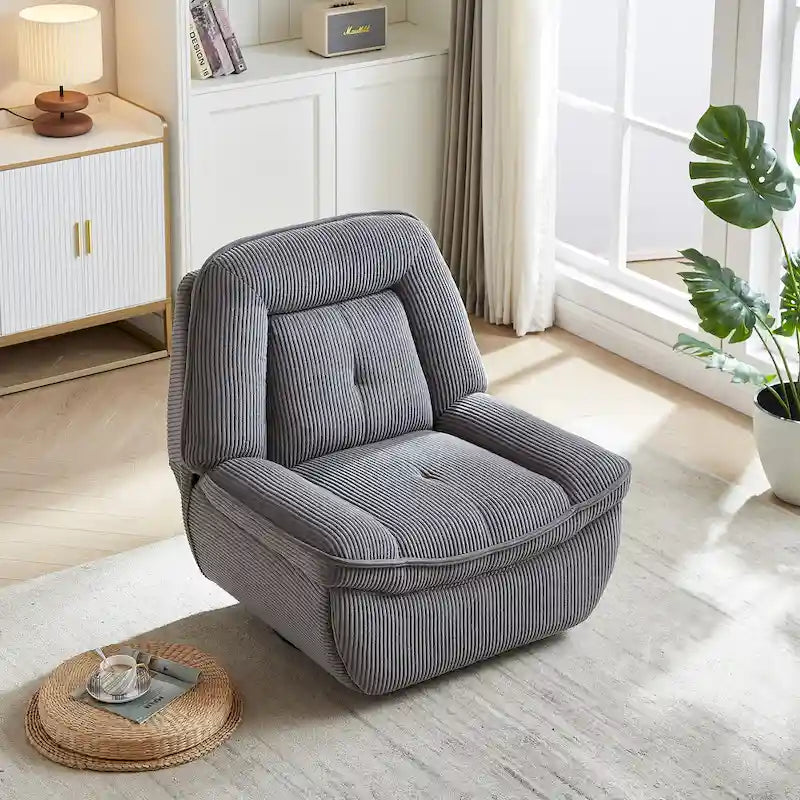 Drehsessel mit Cordbezug, Schaukelfunktion und Fußstütze fürs Wohnzimmer