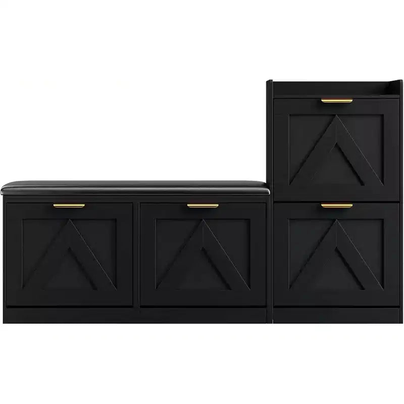 Meuble à chaussures avec banc et 4 tiroirs basculants - Rangement étroit pour entrée, pour 35-40 paires